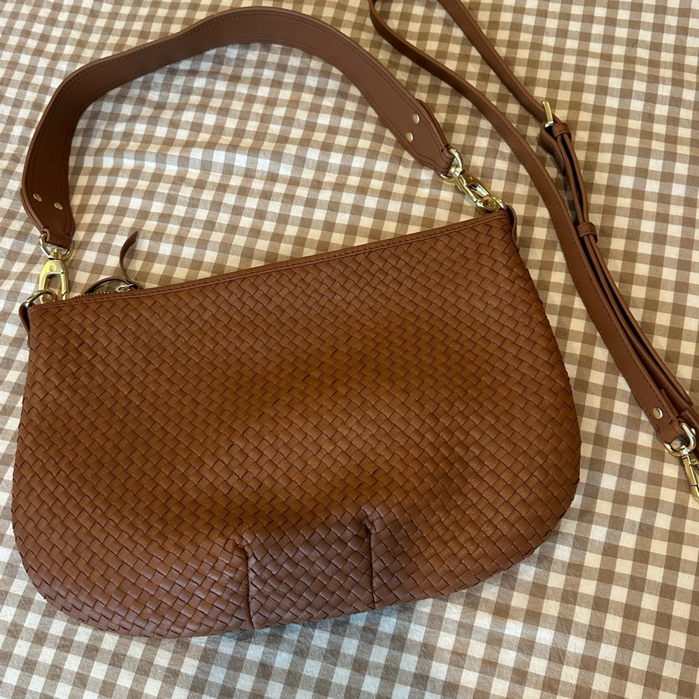 Quince handwoven leather crescent crossbody/shoulder bag
